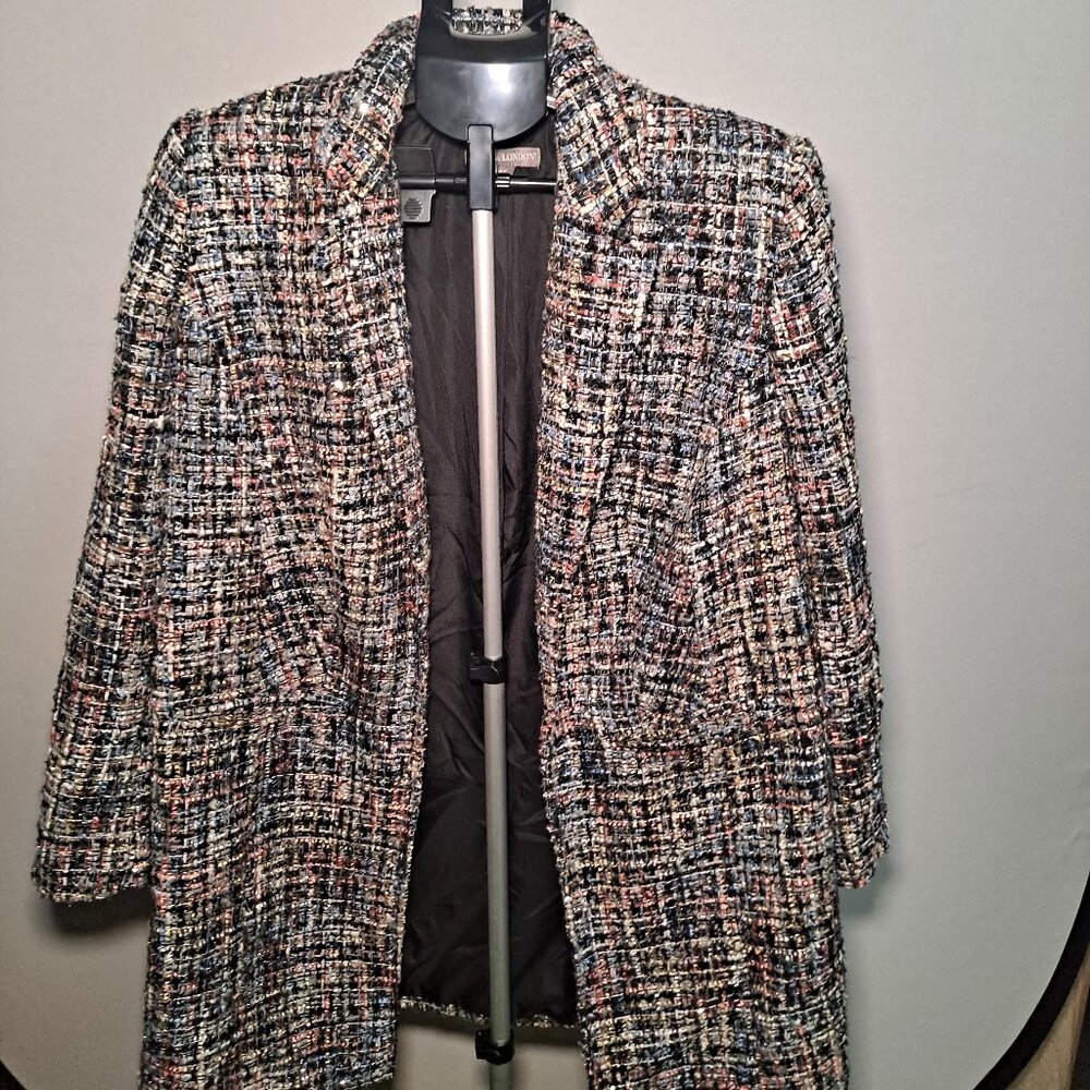 Jessica London Women's Plus Size 14W Metallic Tweed Topper Jacket Open Front